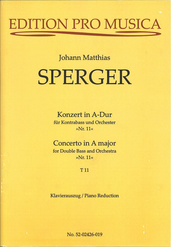 Sperger, Concerto No. 11 in A, T 11 (Pro Musica)