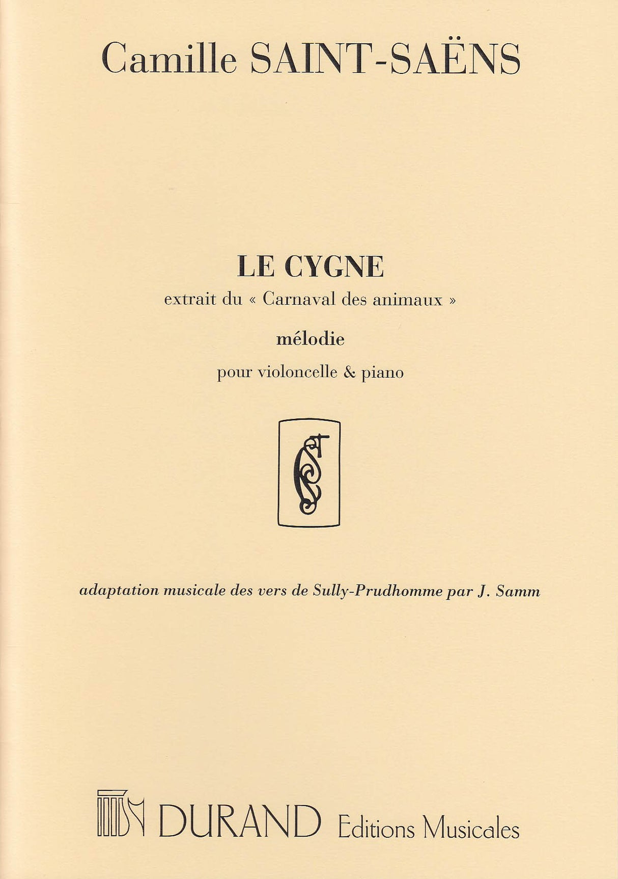 Saint-Saens, Cygne (Reciter,Vc,Pf) (Durand)
