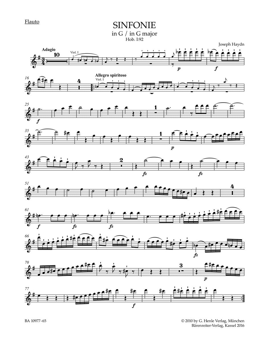 Haydn, Symphony No. 92 Wind Set (Barenreiter)
