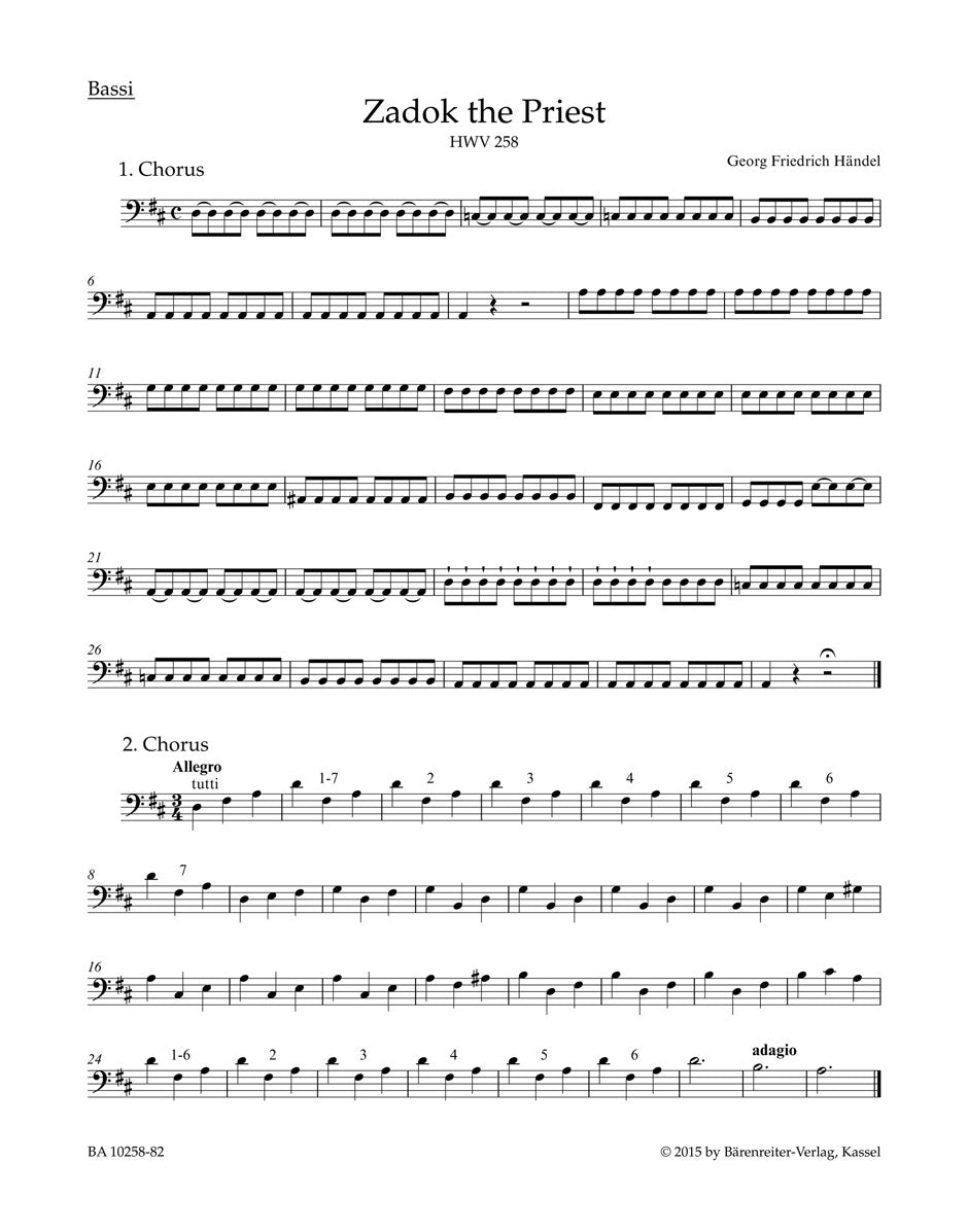 Handel, Zadok the Priest Bassi (Barenreiter)