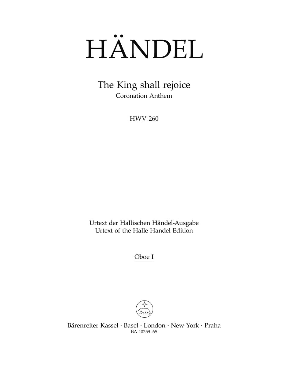 Handel, King shall rejoice Wind Set (Barenreiter)