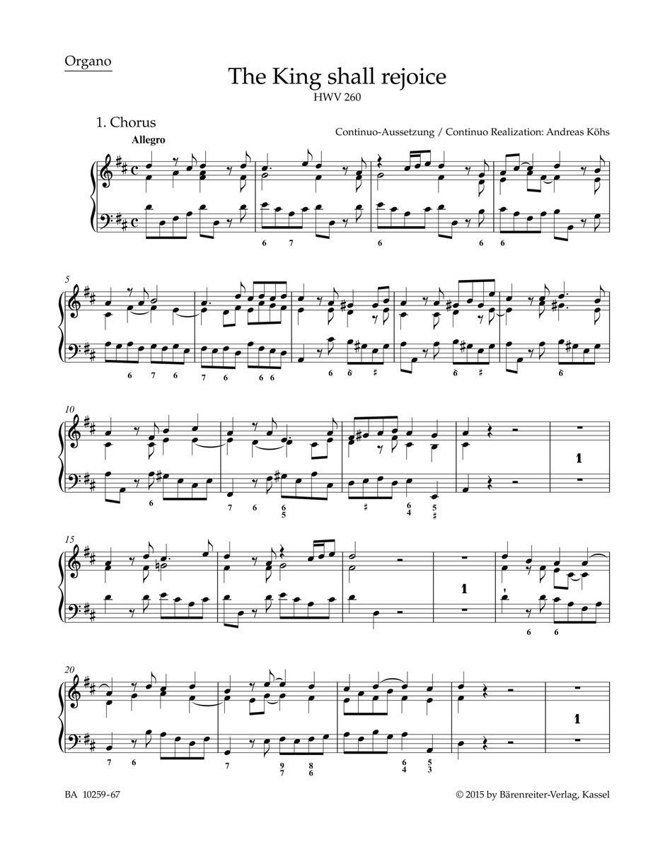 Handel, King shall rejoice Organ (Barenreiter)