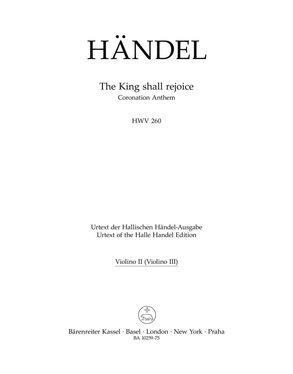 Handel, King shall rejoice Violin II (Barenreiter)
