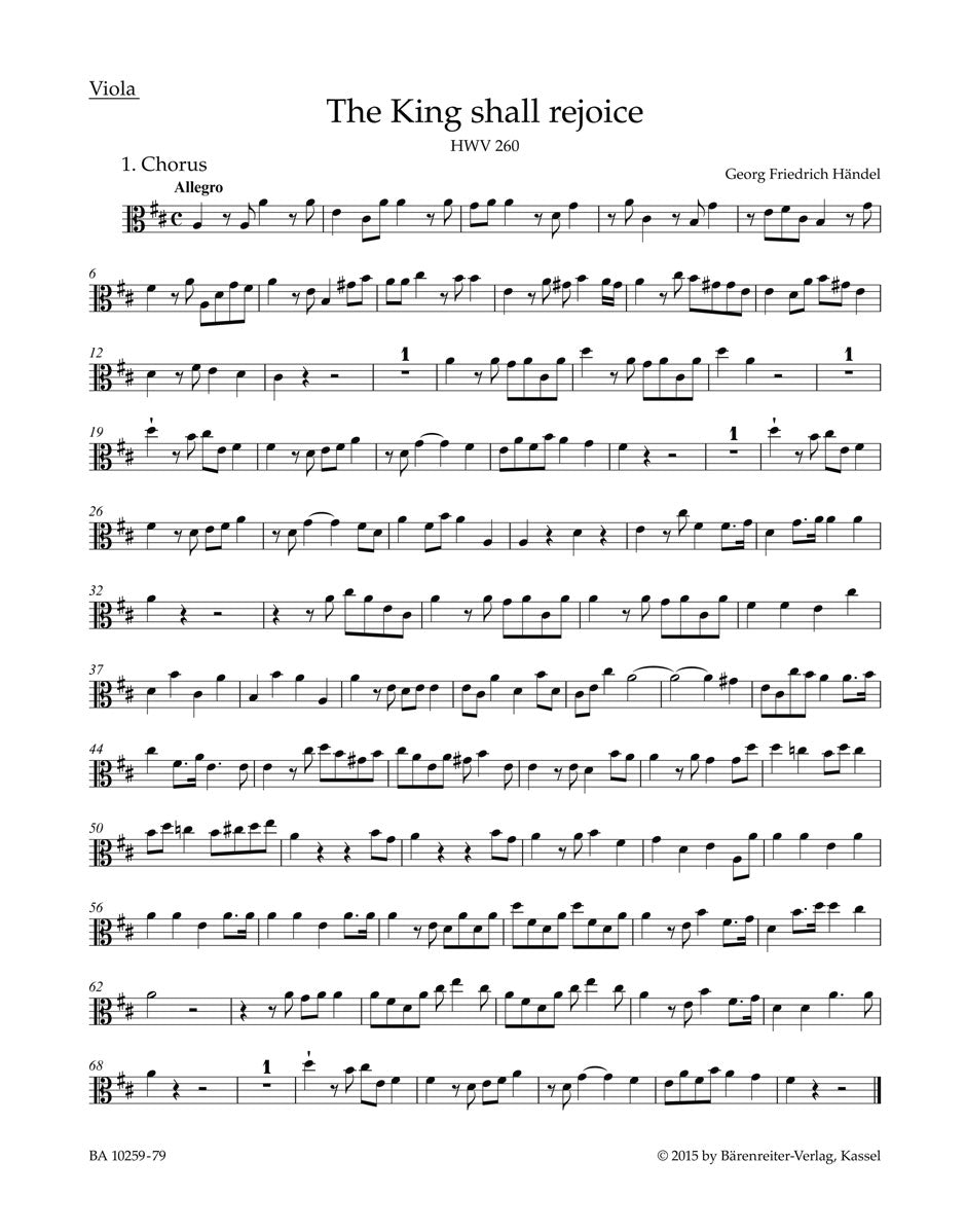 Handel, King shall rejoice Viola (Barenreiter)