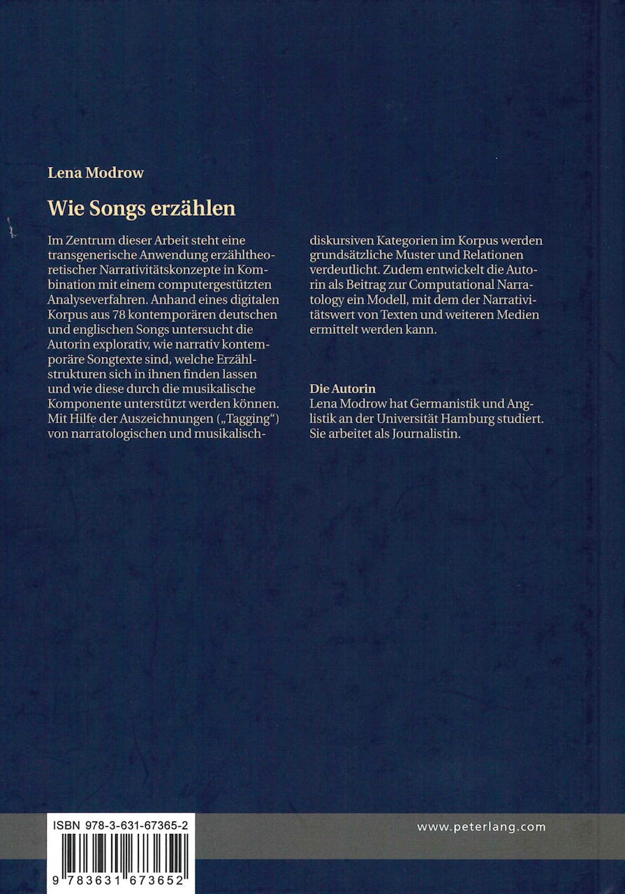 Modrow, Wie Songs erzahlen (Peter Lang)