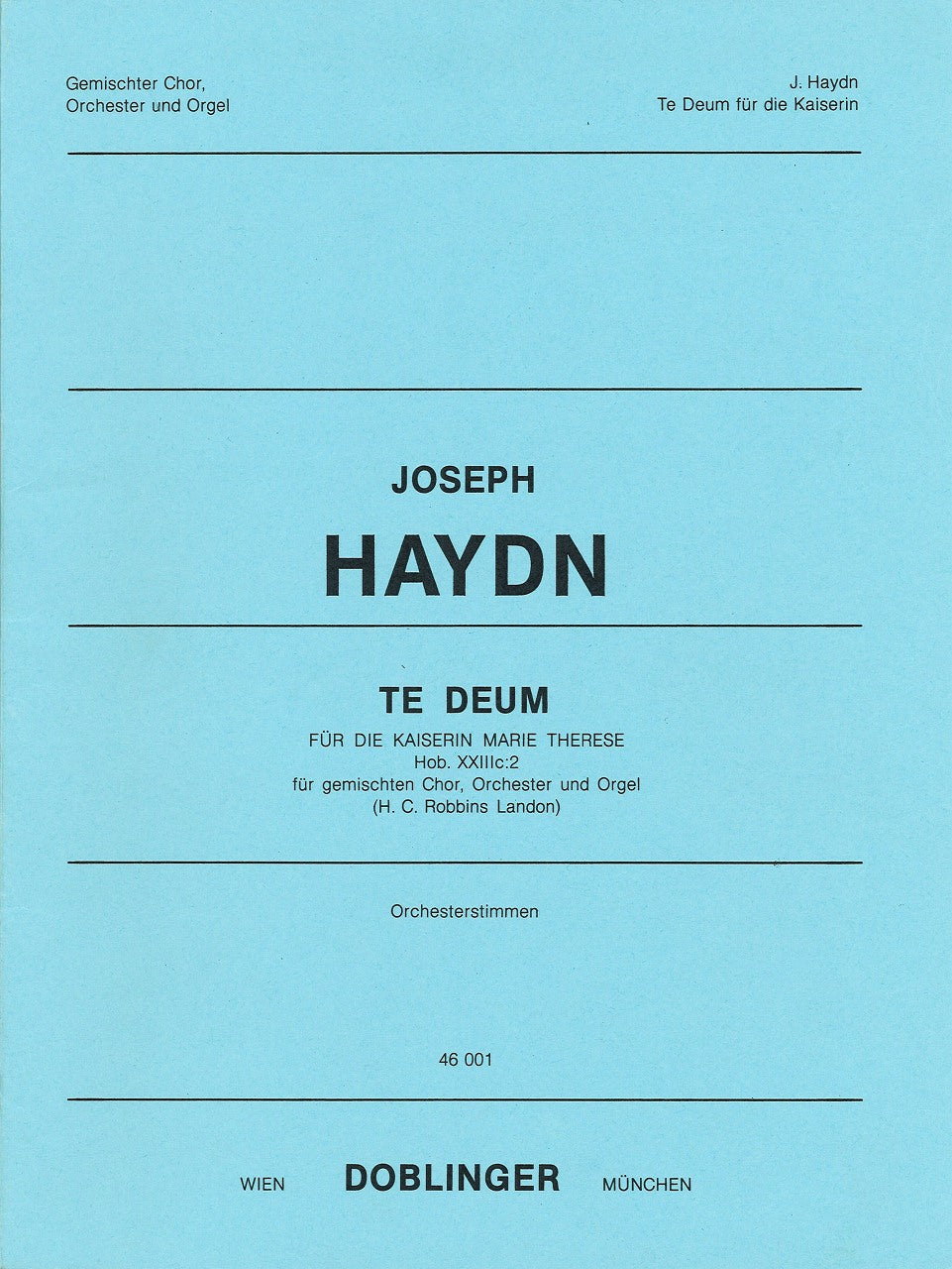 Haydn, Te Deum Hob. 23c/2 (Orch.Stimmen) (Doblinger)