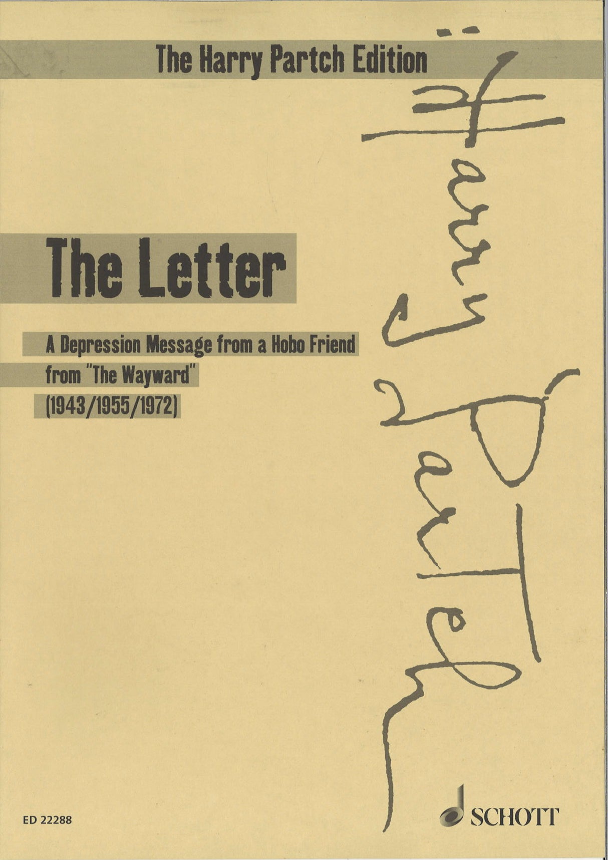 Partch, Letter, from 'The Wayward' (Schott)