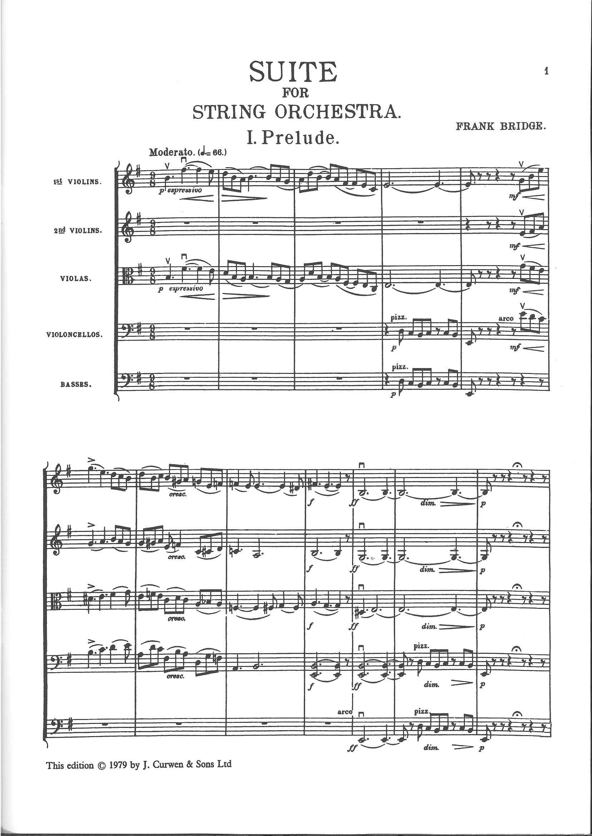 Bridge, Suite for String Orchestra (Curwen)