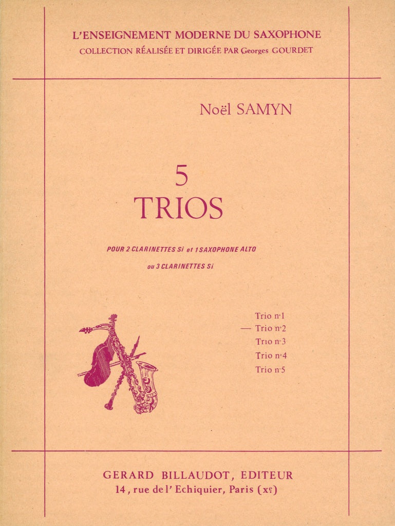 Samyn, Trio No. 2 (2BbCl,ASax/BbCl) (Billaudot)