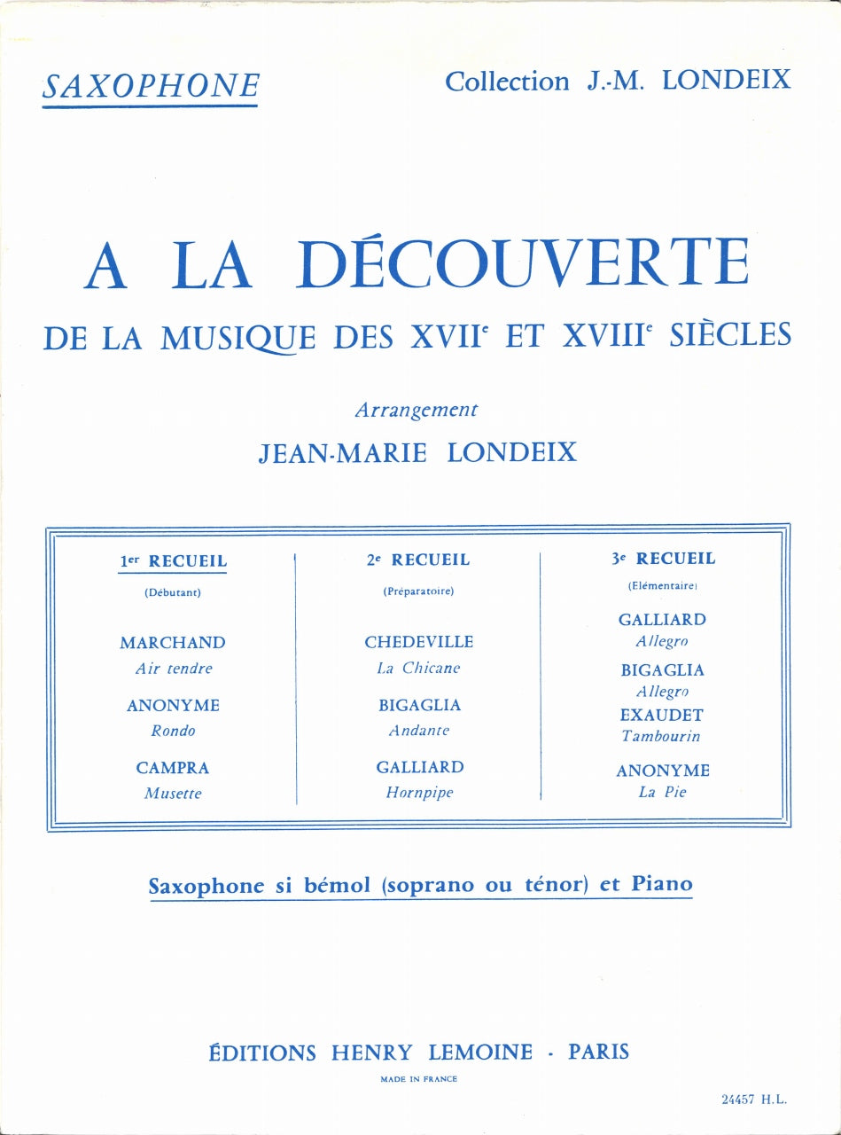 A la decouverte 1 (S/T Sax,Pf) (Lemoine)