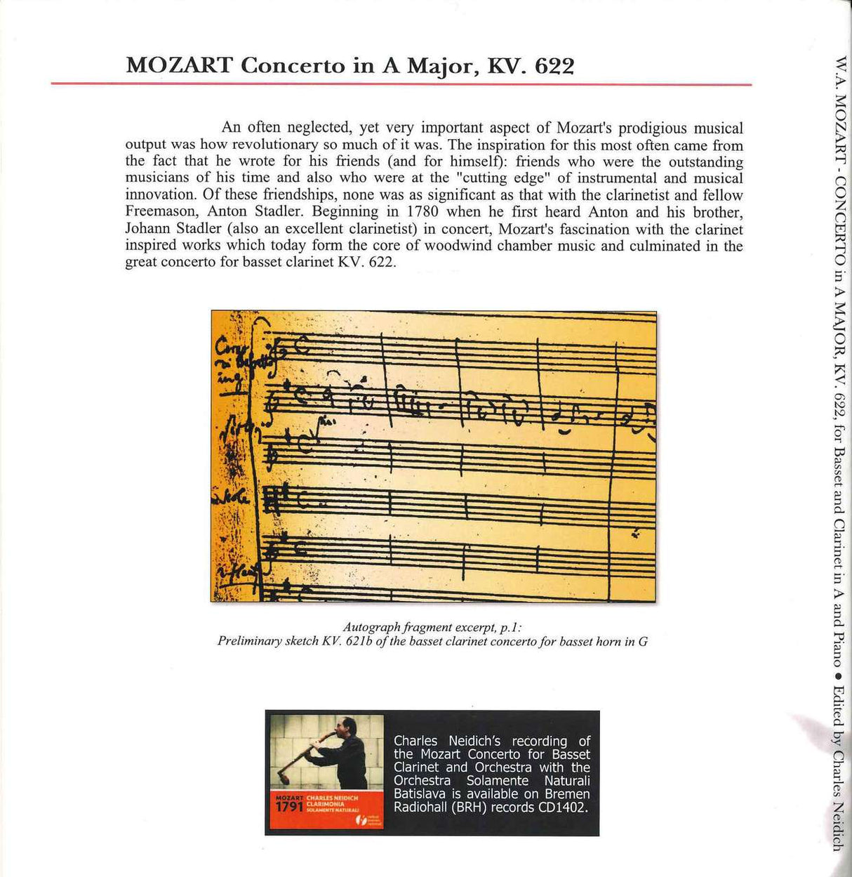 Mozart, Concerto KV 622 in A (Neidich) (Lauren Keiser)