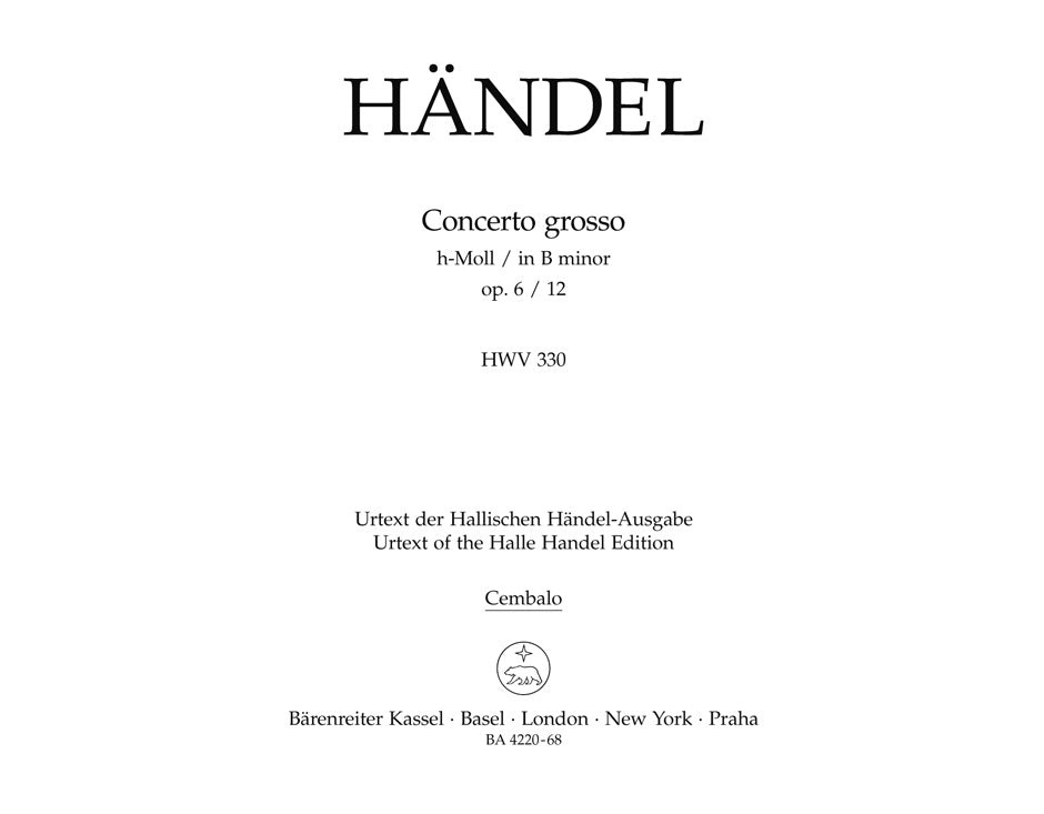 Handel, Concerto op. 6/12 Cembalo (Barenreiter)