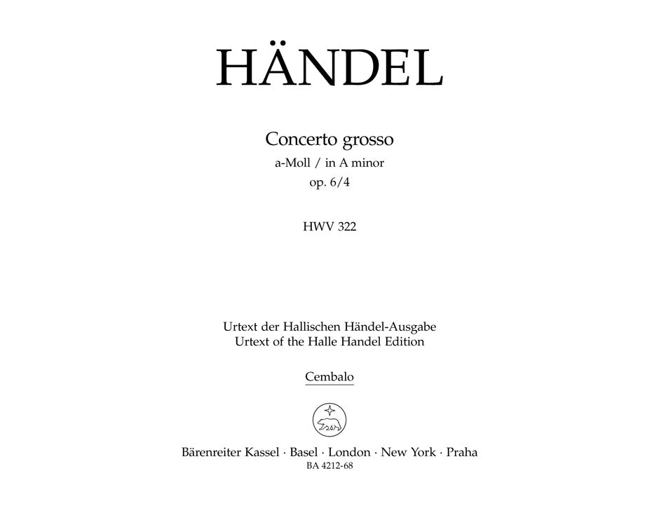 Handel, Concerto op. 6/4 Cembalo (Barenreiter)