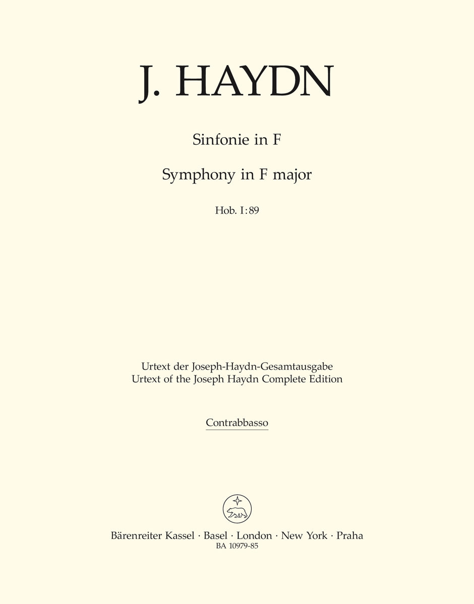Haydn, Symphony No. 89 Contrabass (Barenreiter)