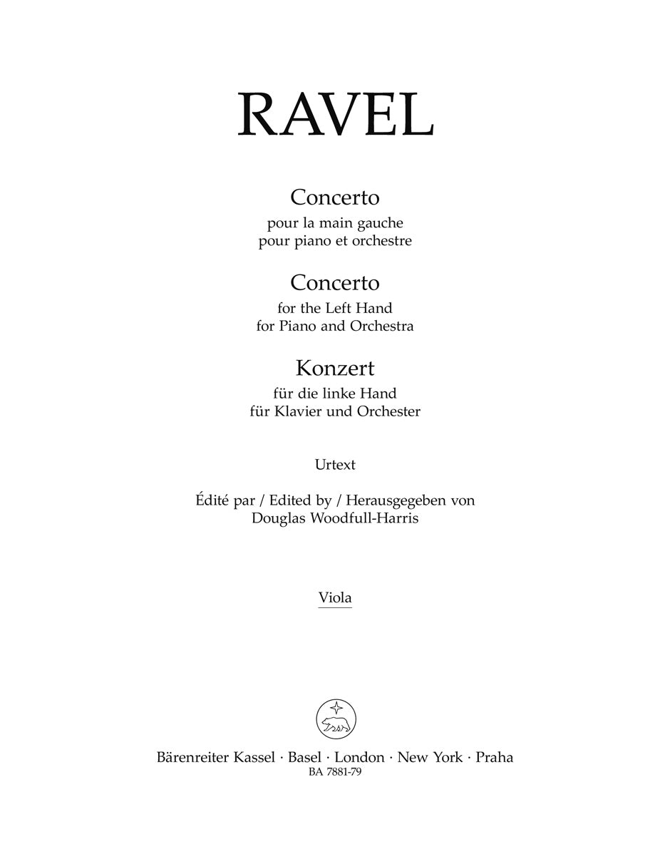 Ravel, Concerto for the LH Viola (Barenreiter)