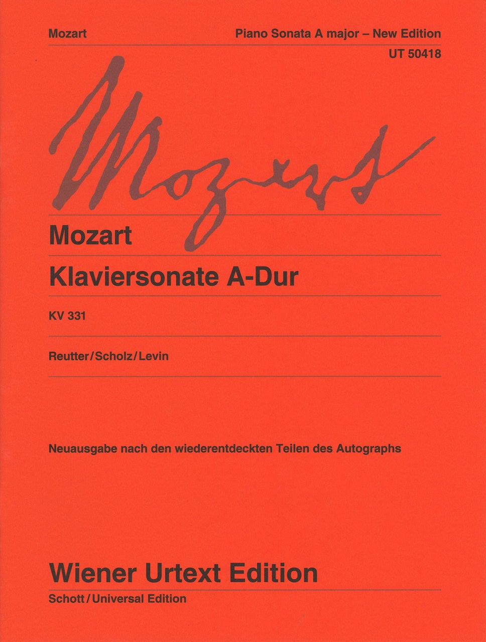 Mozart, Sonata KV 331(300i) in A (Wiener Urtext Edition)