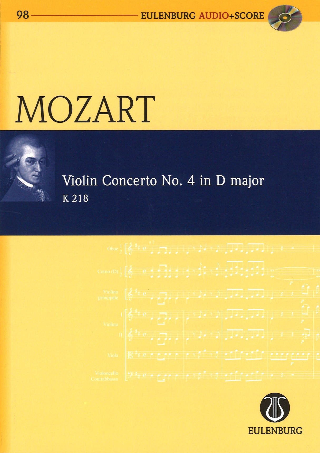 Mozart, Concerto for Violin KV 218 (+CD) (Eulenburg)
