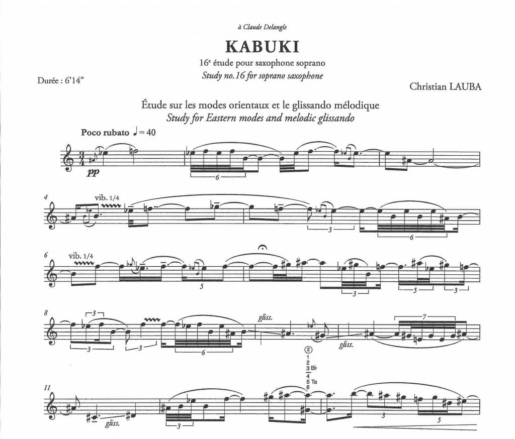 Lauba, Kabuki: 16e Etude (SSax) (Leduc)