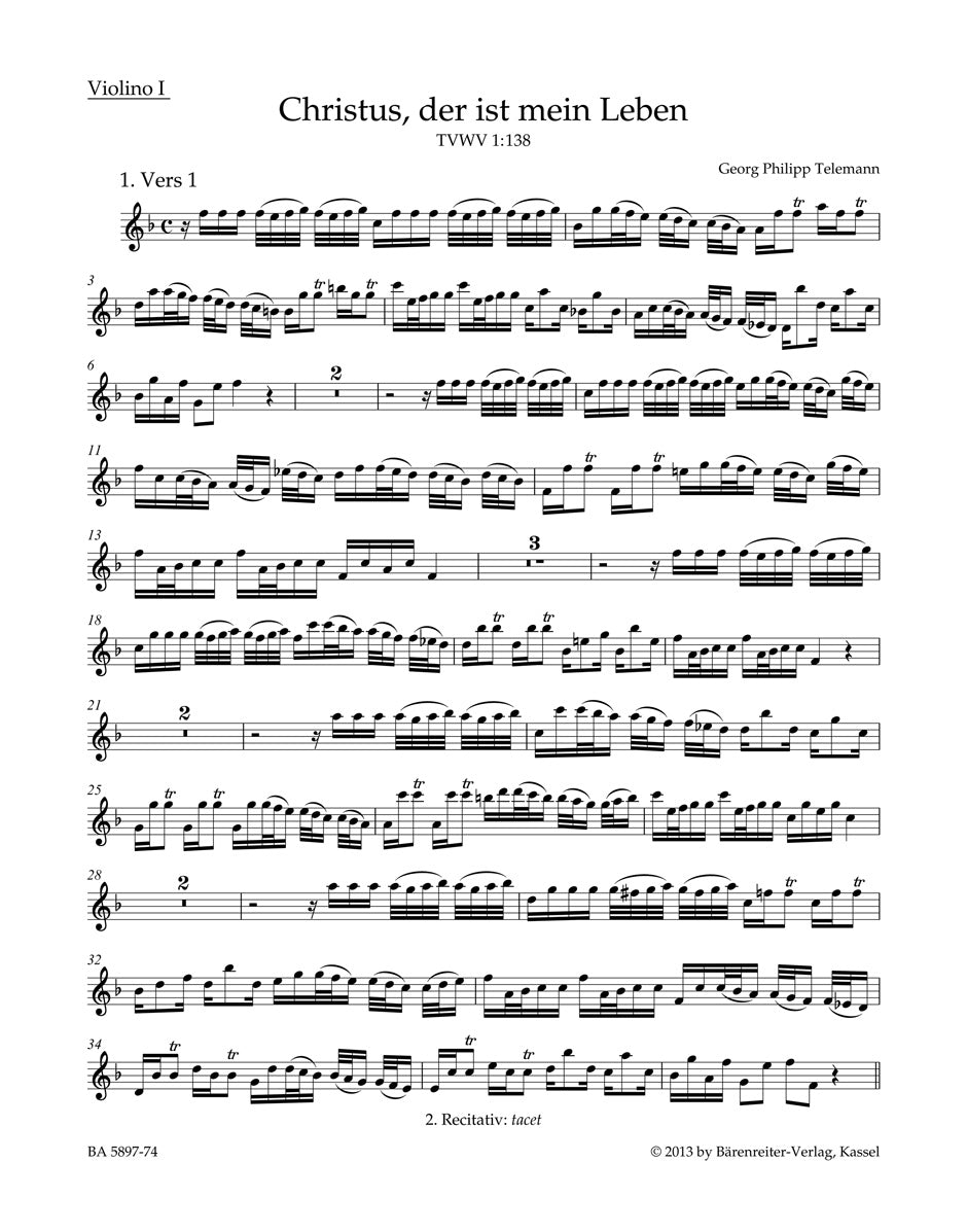 Telemann, Christus, der ist... Vn I (Barenreiter)