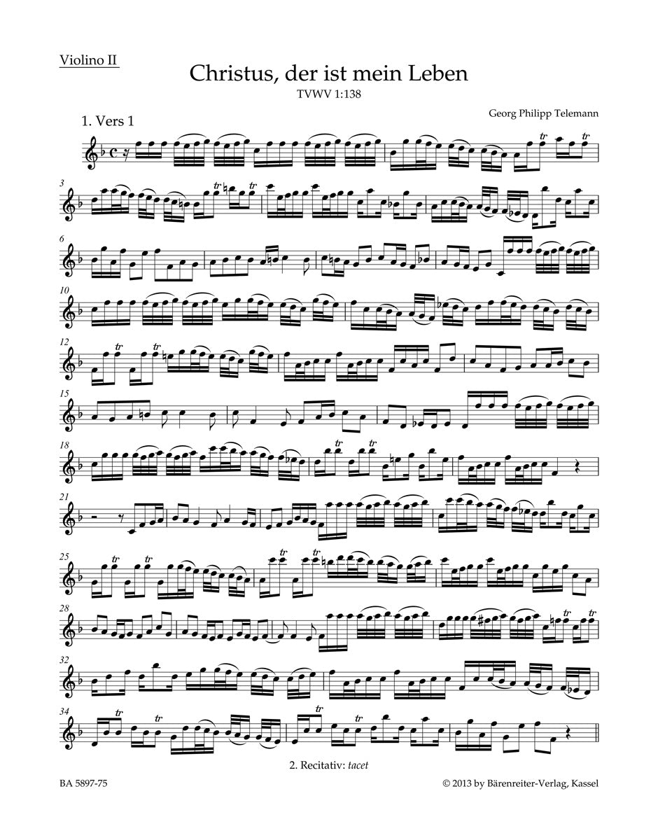 Telemann, Christus, der ist... Vn II (Barenreiter)