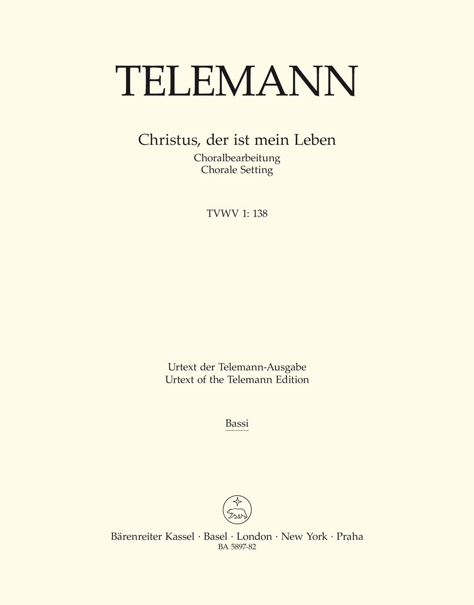 Telemann, Christus, der ist... Vc/CB (Barenreiter)