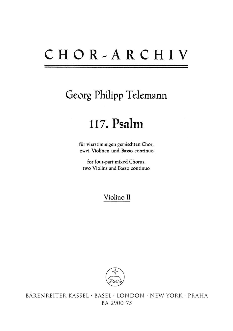 Telemann, 117. Psalm Violin II (Barenreiter)