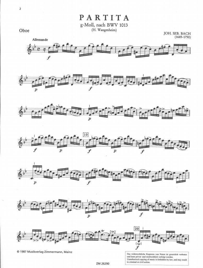 Bach, Partita g-moll, BWV 1013 (Ob Solo) (Zimmermann)