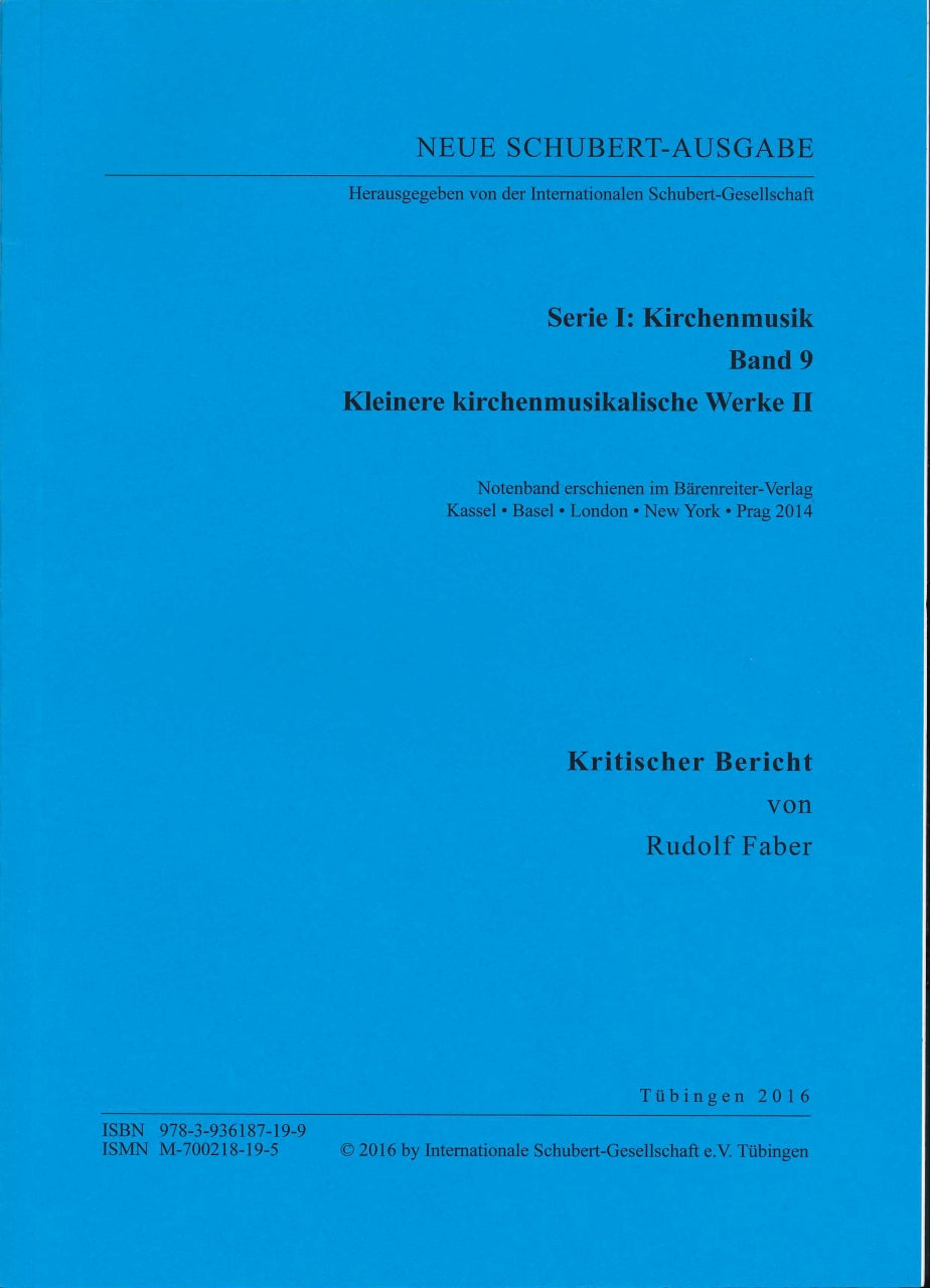 Neue Schubert-Ausgabe 1/9 Krit.Bericht (Internationale Schubert-Gesellschaft)