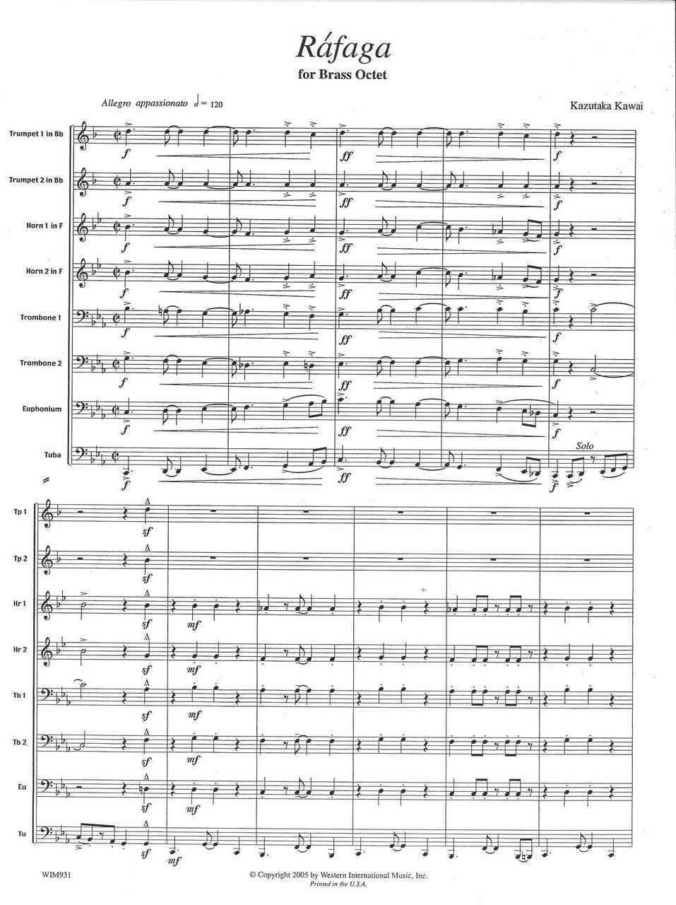 Kawai, Rafaga (Octet) (Western International Music)