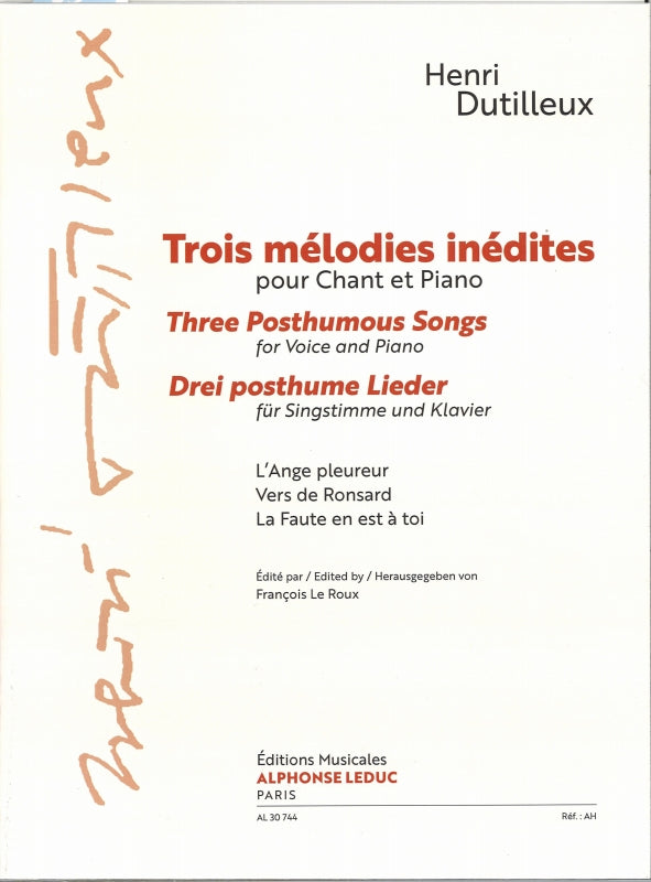Dutilleux, 3 Melodies inedites (Leduc)