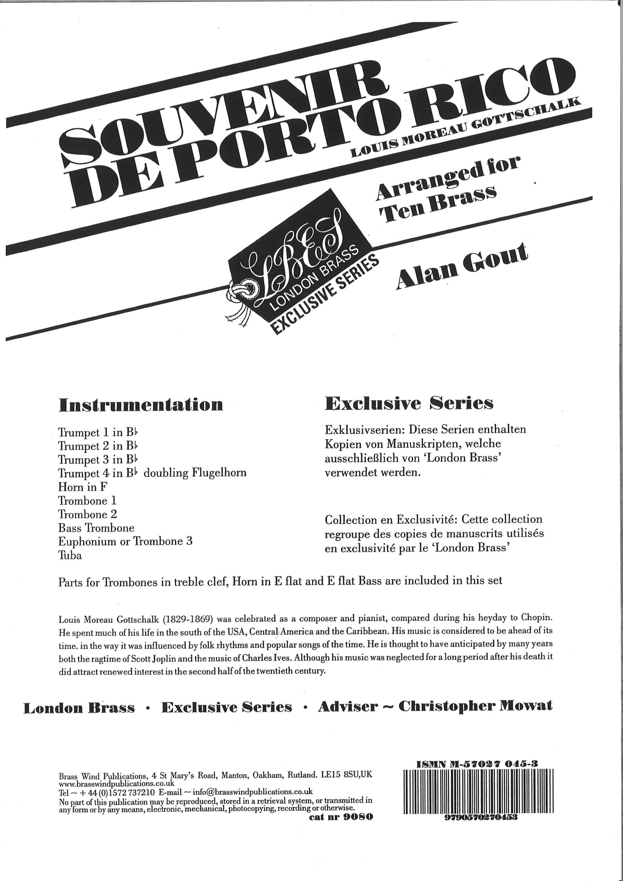 Gottschalk, Souvenir de Porto Rico (Brass Wind Publications)