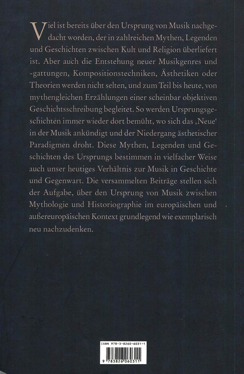 Wegner, Uber den Ursprung von Musik (Konigshausen & Neumann)