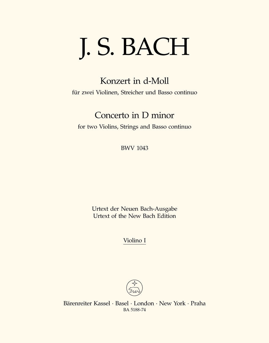Bach, Concerto BWV 1043 in d (2Vn,Str,Bc (Barenreiter)