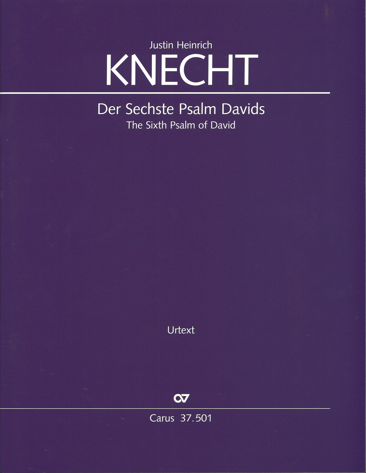 Knecht, Sechste Psalm Davids Full Score (Carus)