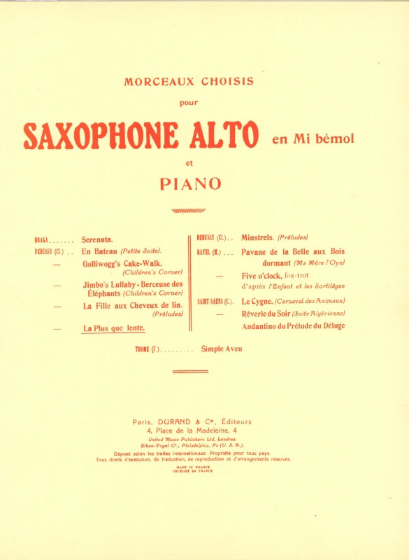 Debussy, Plus que lente (ASax,Pf) (Durand)