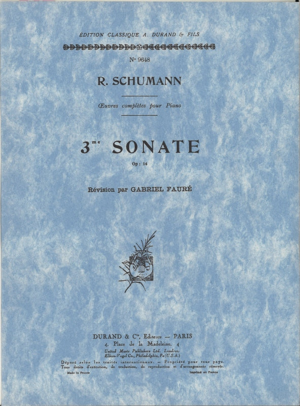 Schumann, op. 14 Sonata No. 3 (Faure) (Durand)