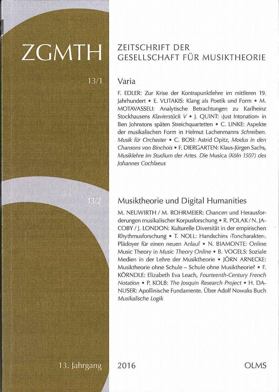 Zeitschrift der Ges. fur MT 13 (2016) (Olms)