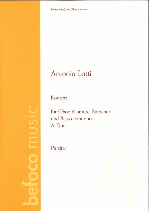 Lotti, Concerto in A for Oboe dmr Score (Befoco)