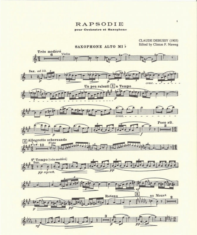 Debussy, Rapsodie pour Saxophone (E.F.Kalmus)