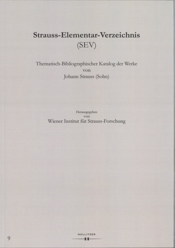 Strauss-Elementar-Verzeichnis 9: Lieferu (Hollitzer Wissenschaftsverlag)