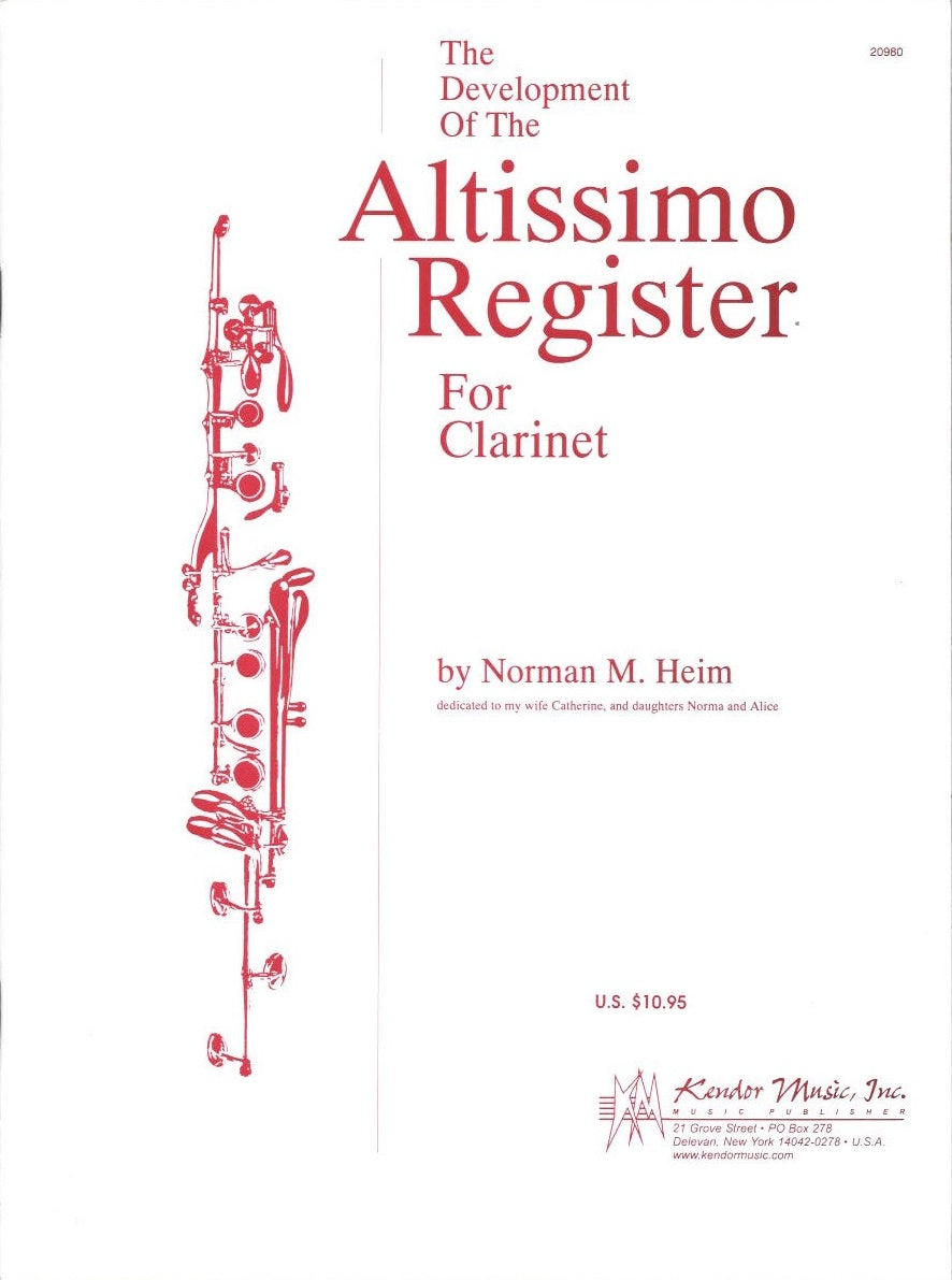 Heim, Develop. of the Altissimo Regster (Kendor)