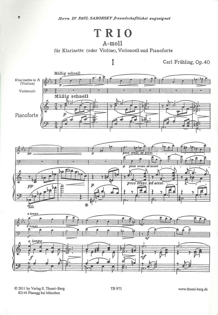 Fruhling, Trio op. 40 in a (Cl,Vc,Pf) (Leuckart/Thomi-Berg)