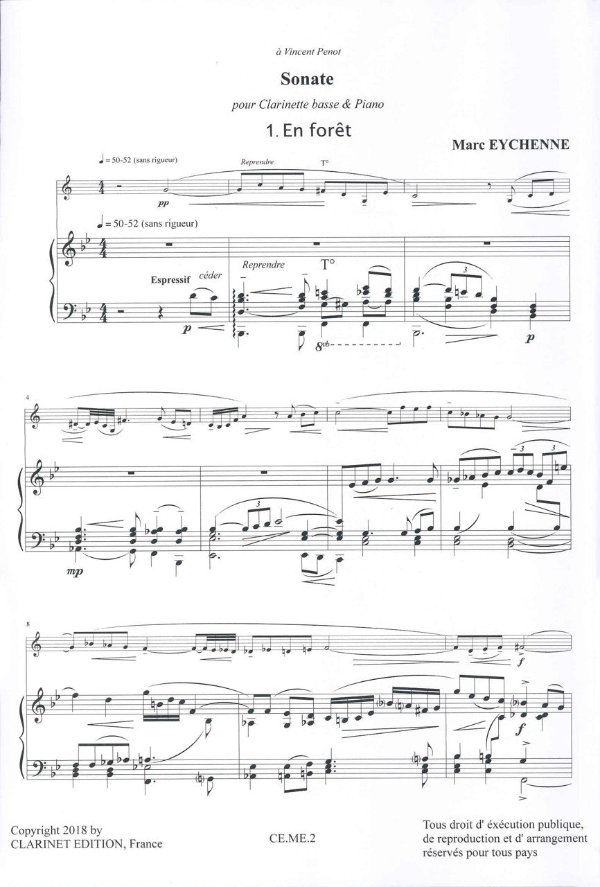 Eychenne, Sonate (BsCl,Pf) (Clarinet Edition)