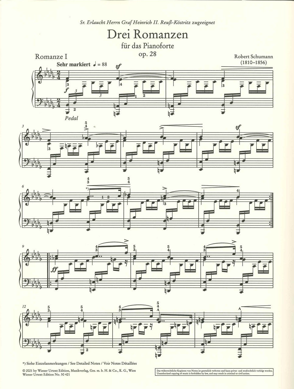Schumann, op. 28: 3 Romanzen (Wiener Urtext Edition)