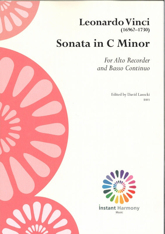 Vinci, Sonata in c (ARec,Bc) (Instant Harmony/Walhall)