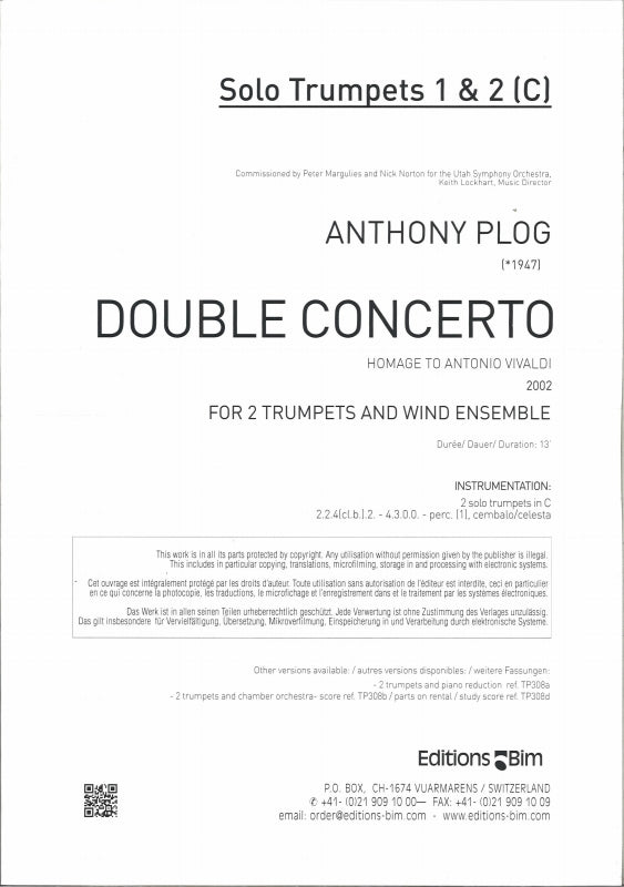 Plog, Double Concerto for 2 Trp (Parts) (Bim)