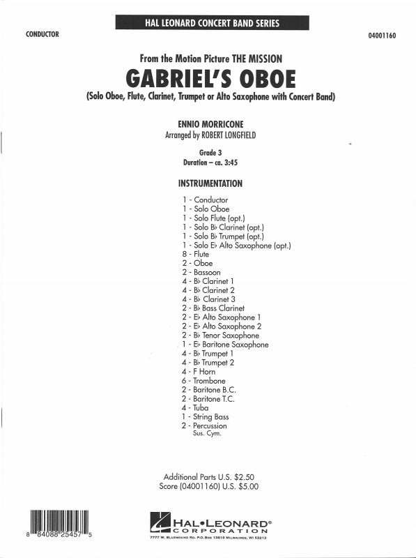 Morricone, Gabriel's Oboe ('The Mission' (Hal Leonard)