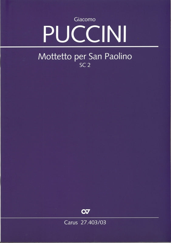 Puccini, Motetto per San Paolino, SC 2 (Carus)