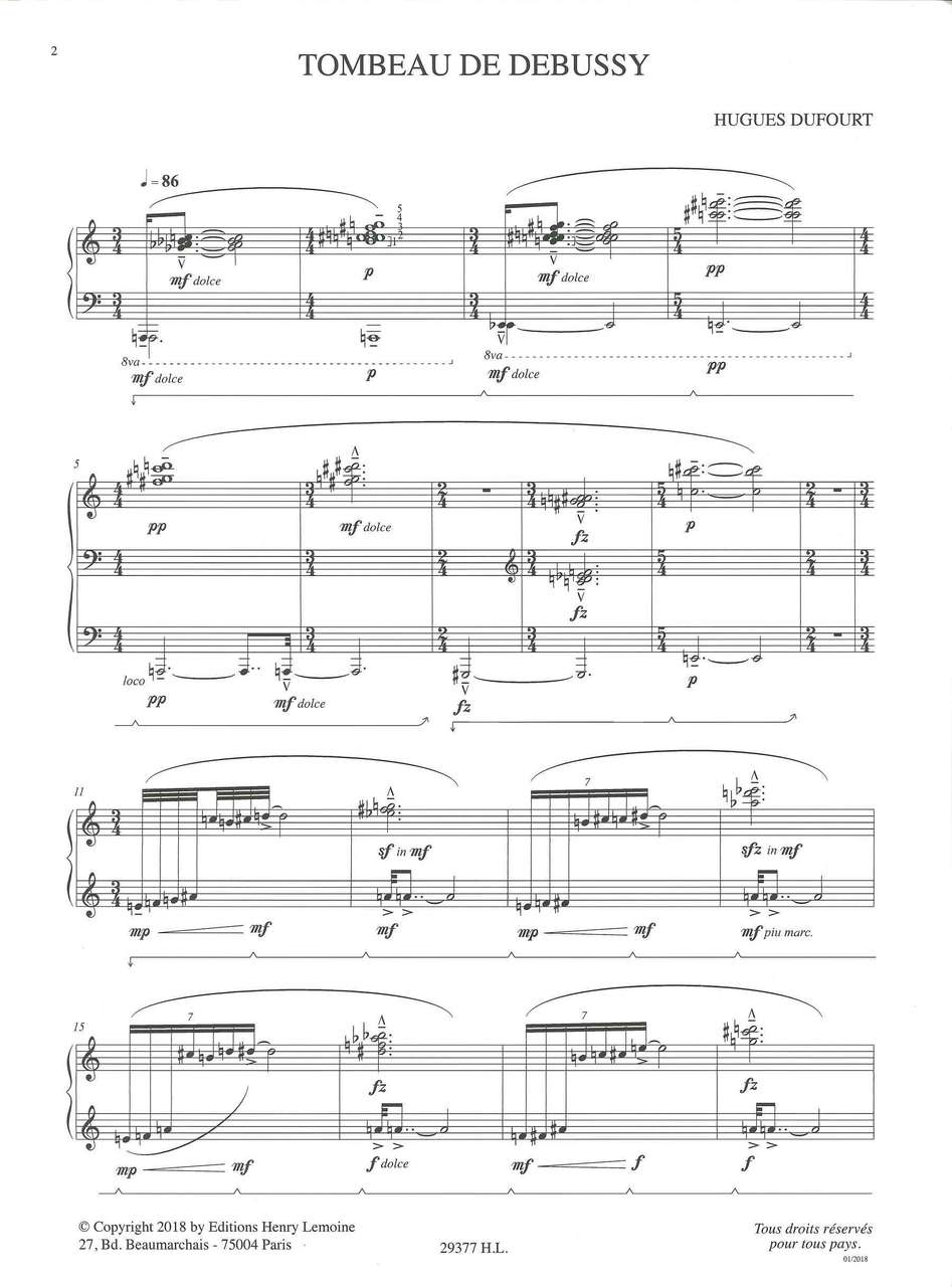 Dufourt, Tombeau de Debussy (Lemoine)
