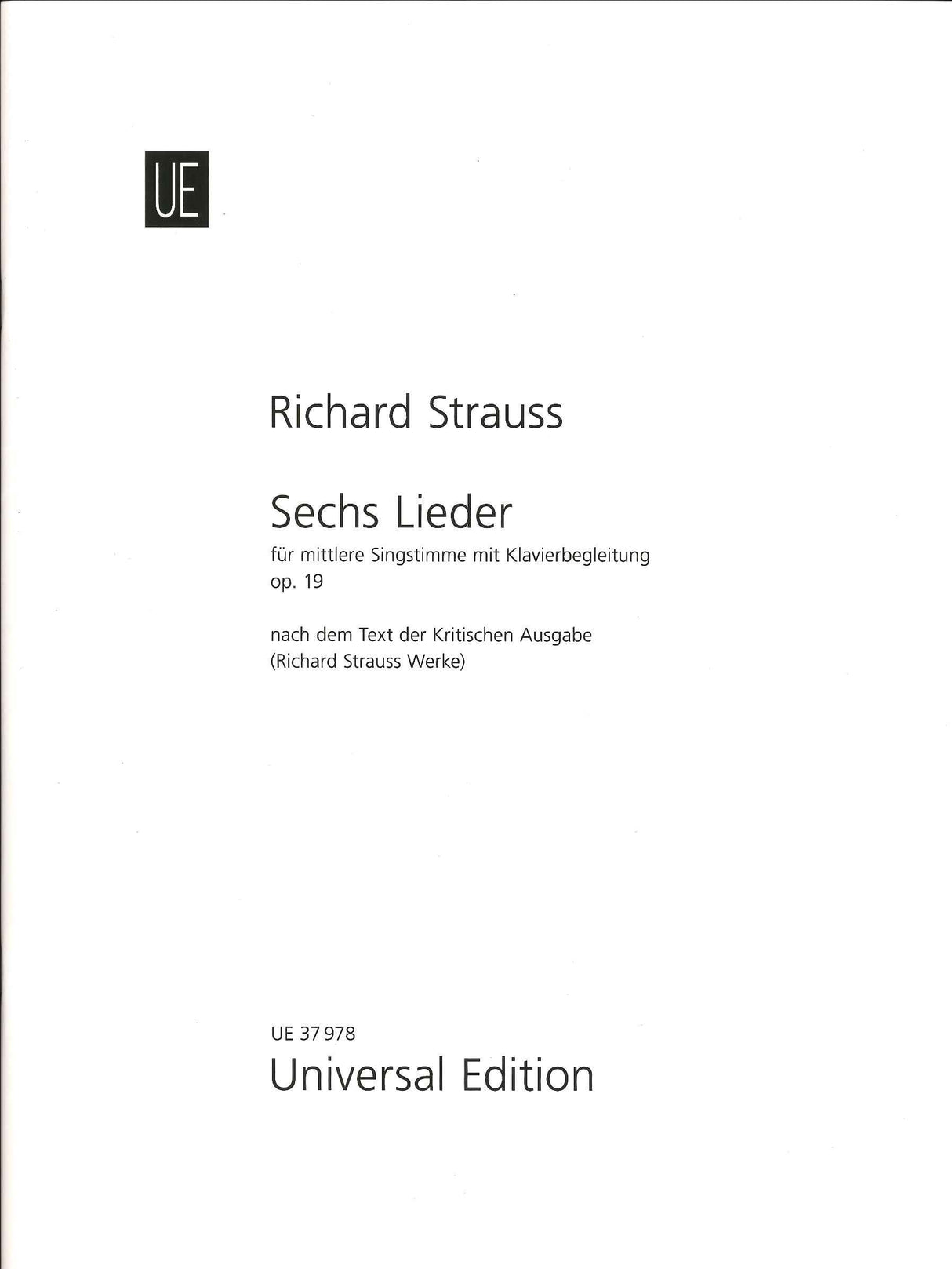 Strauss,R., 6 Lieder op. 19 (M) (Universal)